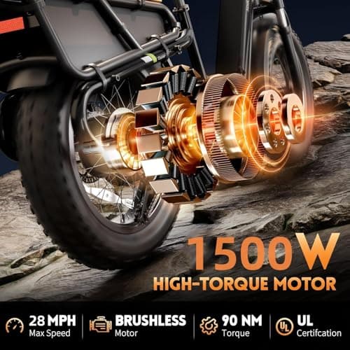 SISIGAD Electric Bike for Adults Peak1500W,E Bike 48V 15Ah Removable Battery Max Range 80Miles, 28Mph Ebikes for Adults,20 * 4" Fat Tire Cargo Electric Bicycle,450lbs Capacity (White Gray) 2