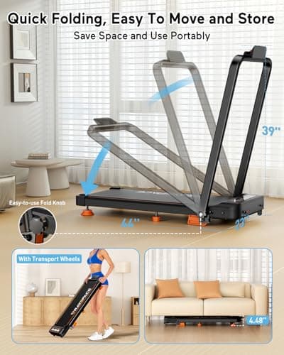 2025 Upgrade Walking Pad Treadmill with 8% Incline & Handle Bar, 3.5HP Portable Treadmill for Home Small, Under Desk Compact Walking Pad 300+lb Capacity, Shock Absorption, 0.6-6mph, Remote, Smart App 5