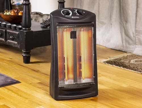 Comfort Zone Space Heaters for Indoor Use, Portable Electric Heater, Adjustable Thermostat, Infrared Heat, Quartz Tower Space Heater with 2 Heat Settings, Bedroom Heater, Black 3