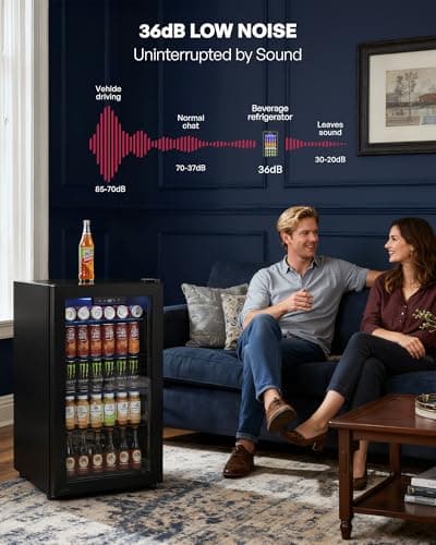 Icyglee Beverage Refrigerator Cooler, 126 Can Mini Fridge with Glass Door for Wine, Soda Beer, Beverage Cooler for Home, Bar, Office with Adjustable Removable Shelves, Black 6