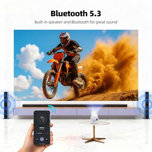 Projector with WiFi and Bluetooth, Mini Projector, 4K Support Android 11.0 Portable Movie Projector, 270° Rotation Automatic Vertical Keystone Correction, Compatible with iphone/TV Stick/HDMI/USB 6