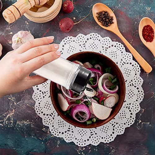 RoyalHouse 6 Pack 5.5 Oz Plastic Spice Jars with Black Cap, Clear and Safe Plastic Bottle Containers with Shaker Lids for Storing Spice, Herbs and Seasoning Powders, BPA Free, Made in USA 6