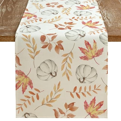 ARKENY Fall Pumpkin Orange Table Runner 13x72 Inches, Thanksgiving Holiday Indoor Outdoor Table Decoration for Home