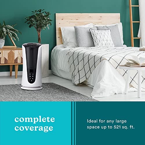 Homedics Ultrasonic Humidifier – Large Deluxe Air Humidifiers for Bedroom, Plants, Office – Cool and Warm Mist Humidifiers, Essential Oil Pads and Built-In Timer, 5 Mist Settings, White and Black 7