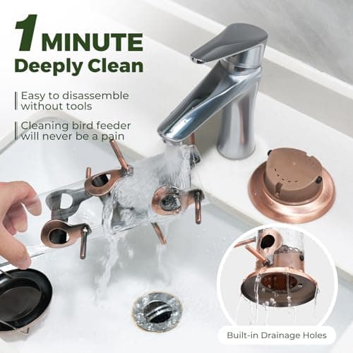 Kingsyard Metal Bird Feeders for Outdoors Hanging, Tube Bird Feeder with 6 Feeding Ports, 15 Inch, Chew-Proof & Weatherproof, Antique Copper 8