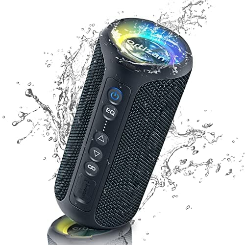 Ortizan Portable Bluetooth Speaker (2nd Gen), 40W powerful sound and deep bass, IPX7 waterproof, 30 hours of playtime, TWS for 2 speakers pairing for home, outdoor and travel - Electronics gift, Black