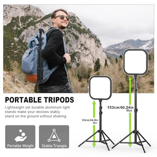 2Pack LED Video Light Kit, Hagibis 15W Photography Lighting Kit, 78" Dimmable Studio Lights with Tripod, 2500-8500K Stream Light for Video Recording, Game Streaming, Photography, Tiktok, YouTube 5
