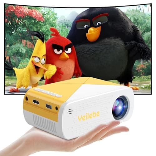 Mini Projector, 2025 Upgraded Movie Projector Portable Supported 1080P FHD, Bluetooth, USB & Type-C, Compatible with IOS & Android Smartphone/Tablet/TV Stick/PC/Laptop, Indoor & Outdoor Home Theater