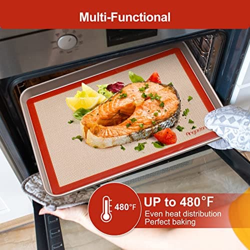 Silicone Baking Mat Set of 6, Easy Clean & Non-Stick Food Grade Reusable Baking Mat, Silicon Baking Mats Oven Liner Sheet, Round & Square Cake Mat, Pastry Board Rolling Dough Mats for Macaron Cookie 8