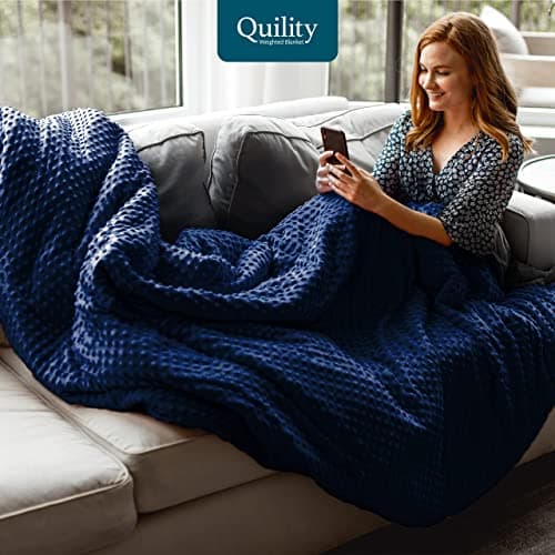 Quility Weighted Blanket for Adults - 20 LB King Size Heavy Blanket for Cooling & Heating - 100% Cotton Big Blanket w/Glass Beads, Machine Washable Blankets - 86"x92", Navy 6