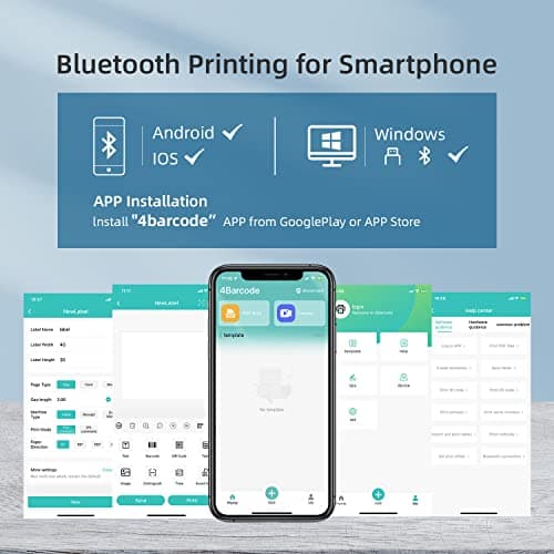 vretti Shipping Label Printer - Bluetooth Thermal Label Printer for Shipping Packages & Small Business, Thermal 4x6 Compatible with iPhone Android Window Mac USPS 8