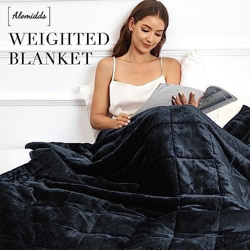 Alomidds Weighted Blanket Queen Size 15lbs 60x80 inches,Soft Plush Fleece Throw Weighted Blankets with Cozy Warm Sherpa,Ultra Fuzzy Heavy Blanket Microfiberfor Sofa Bed, Dark Grey 6
