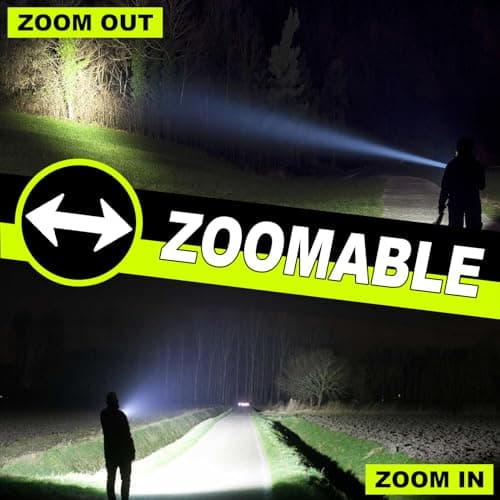 iodoo 2 in 1 Rechargeable Flashlight 5000mAh All Aluminum Body Camping Lantern True 5000 Lumens Outdoor Camping Light , Zoomable LED Flash Light with Electric Lantern Failure Emergency Survival Kits 5