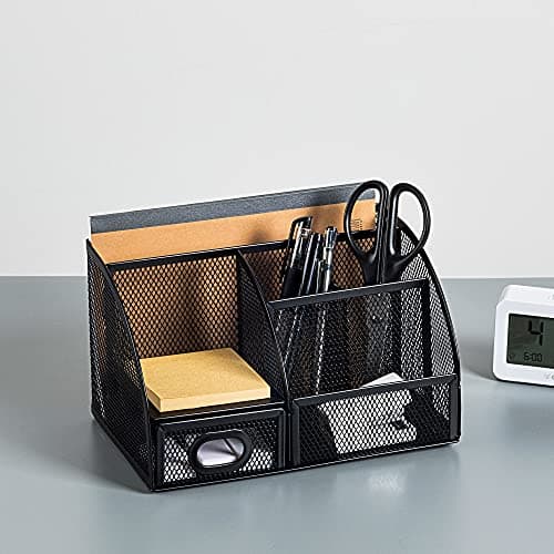 Amazon Basics Pen Holder and Desk Organizer, Office Supplies Storage Caddy, 9.1" x 5.9" x 5.5", Black 6
