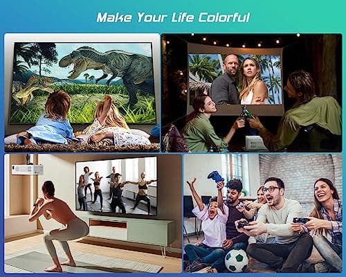 TMY Projector with WiFi and Bluetooth【80" screen included】Native 1080P Outdoor Projector, 4K Supported Portable Projector, Compatible with iOS/Android/PC/TV Stick/HDMI/USB, Indoor Outdoor Use 8