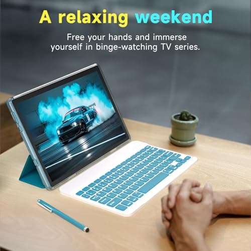 IWEGGO Android 15 Tablet, 10 Inch 18GB RAM+128GB ROM/ 2TB Expandable Tablet, 2.0GHz Quad-core Processor, 1280x800 HD Touchscreen, 5G WiFi6 BT 5.0, 2 in 1 Tablets with Keyboard Case Mouse Stylus, Navy 7