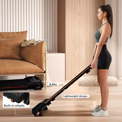GOYOUTH Portable 3-Level Incline Adjustable Treadmill, Mini Walking Pad with Remote Control, Compact Treadmill for Home & Office, LED Display, 12 HIIT Programs, Installation-Free, 265 lbs Capacity 5