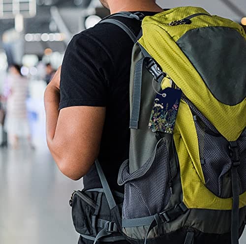 2 Luggage Tags, (1" Smaller Than Traditional) Perfect for Quick Luggage Identification with Stainless Steel Ring and Address Card for Travel and Luggage (Flower) 5