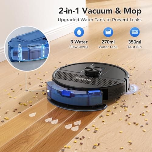 BPMIO Robot Vacuum and Mop Combo 4500Pa Max Suction with LiDAR Navigation Smart Mapping, 145 Min Runtime Customized Cleaning Schedule, Works with Alexa/WiFi/App, Great for Pet Hair, Carpet, Hard Floor 8