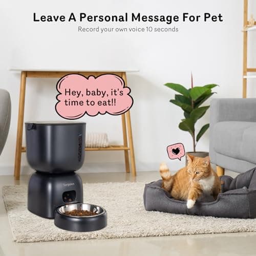 Automatic Cat Feeder and Water Dispenser FW1, Wire or Battery Cat Food Dispenser Timer Pet Feeder - Locking Lid, Desiccant Bag, Programmable Portion Control, 4 Daily Meals, 10s Voice Recorder 5