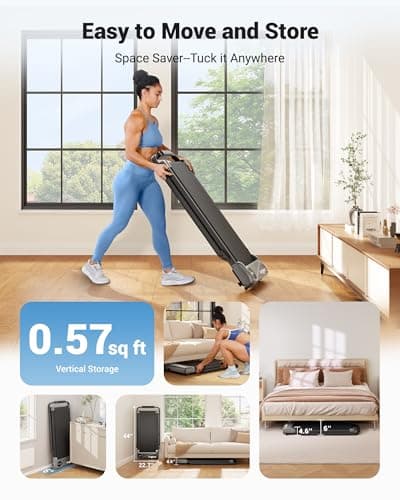 THERUN Walking Pad Treadmill, 2.5 HP Under Desk Treadmills, 2 in 1 Foldable Treadmills for Home, Walking Pad with Handle Bar, 16" Widened Running Belt, Treadmill with Remote Control & LED Touch Screen 6