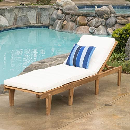 Christopher Knight Home Ariana Acacia Wood Chaise Lounge with Cushion, Teak Finish 2