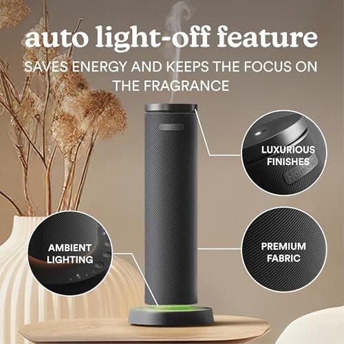 Homedics SereneScent Fabric Rechargeable Waterless Diffuser, Use with Homedics SereneScent Oil 120ml (Sold Separately) Cordless Aromatherapy, Adjustable Mist & Timer, 6 Calming Lights, Black 3