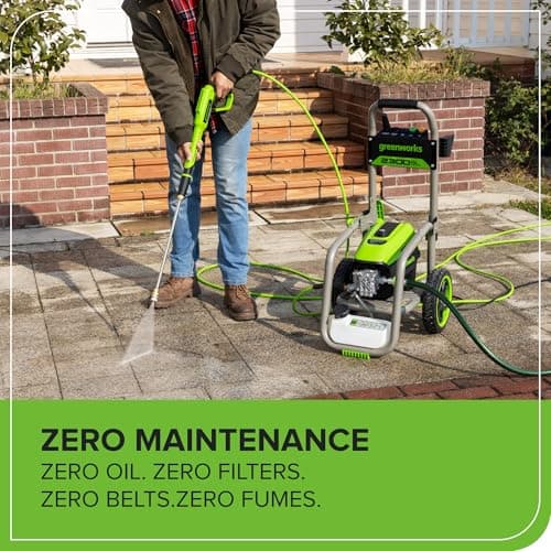 Greenworks Pro Brushless 2300 PSI (SGS Certified) 2.3 GPM Max / 1.2 GPM Electric Pressure Washer (Foldable Handles, Rugged Steel Frame, 25 FT Hose, 35 FT GFCI Power Cord) 9
