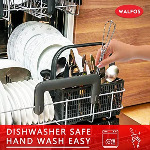 Walfos Mini Whisks Stainless Steel, Small Whisk 2 Pieces, 5in and 7in Tiny Whisk for Whisking, Beating, Blending Ingredients, Mixing Sauces 9