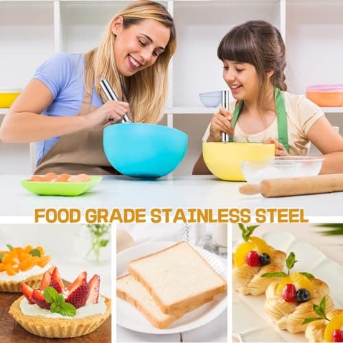 NileHome Stainless Steel Whisk Set 8" 10" Hand Blender + 12" Semi-Automatic Rotary Kitchen Whisk Kitchen Wisk Wire Whisks for Cooking, Whisking, Blending, Beating, Stirring- 3 Pack... 7