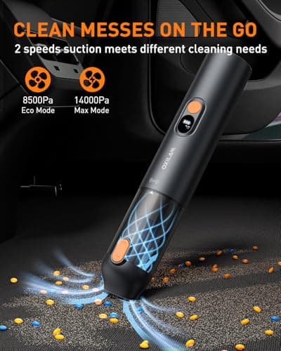 OXILAM Car Vacuum Portable - Handheld Vacuum Cordless 14000PA High Power, Blow & Suction 2 in 1, Up to 30 Mins Runtime, Cordless Vacuum Cleaner for Home, Car, Office, Gifts for Men & Women 5
