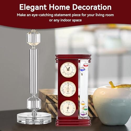 Lily's Home Analog Weather Station with Galileo Thermometer, Precision Quartz Clock (Gold), Barometer & Hygrometer, Gift for Family or Friends, Indoor and Outdoor Home Décor (6" L x 2" W x 12" H) 7