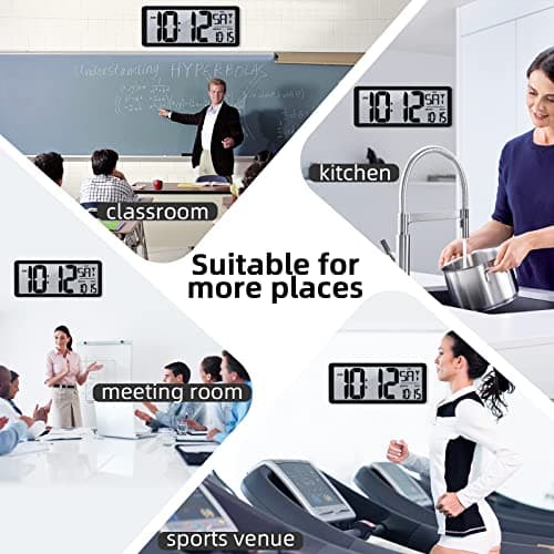 TXL Atomic Clock with Backlight, 14.2" Large Digital Wall Clock Battery Operated, Digital Clock Large Display with Day, Date & Temperature, Large Wall Clock for Bedroom, Livingroom, Office 8