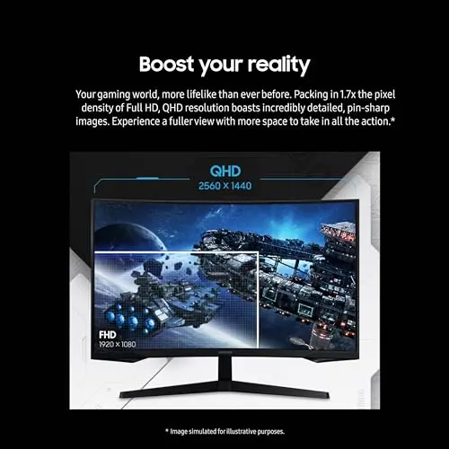 Samsung 27-Inch Odyssey G55C Series QHD 1000R Curved Gaming Monitor, 1ms(MPRT), HDR10, 165Hz, AMD Radeon FreeSync, Eye Care, LS27CG552ENXZA 6