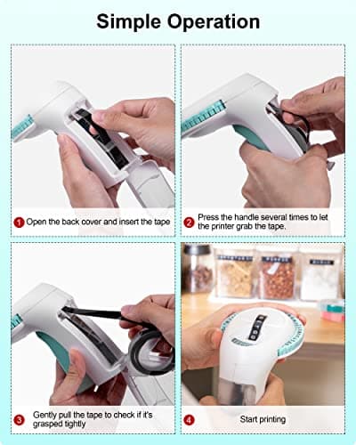 Embossing Label Maker, Omega S Vintage Embossed Label Maker, Retro Embosser Labeler with 6 Rolls 3D Embossing Label Tapes, Old School Label Printer, Waterproof for Home Office Kids DIY Crafting, Green 5