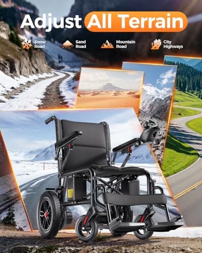 Electric Wheelchair for Adults - 15 Miles Long Travel Range, Lightweight Folding, Motorized Power Chair for Indoor/Outdoor Mobility - Compact Size - Black 5
