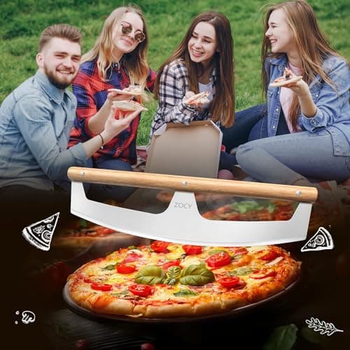 Pizza Cutter Rocker with Wooden Handles & Protective Cover by Zocy, 16" Sharp Stainless Steel Pizza Slicer Wheel, Big Pizza Knife Cutters for Kitchen Tool (16inch) 6