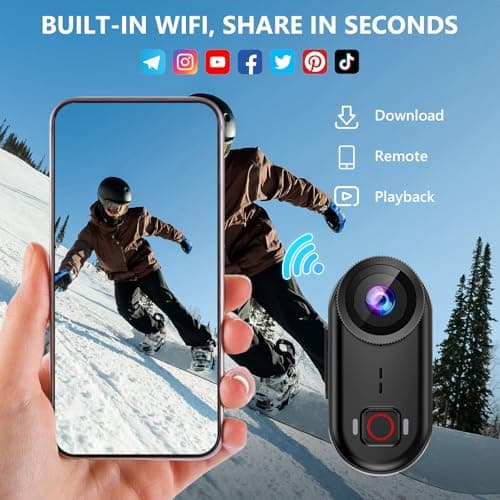 toberto 4K Thumb Action Camera, Mini Body Camera with WiFi, Magnetic Wearable 150° Hands-Free Recording POV Camera, EIS Stabilization, Waterproof, 64GB, Mount Anywhere for Sports Vlogging (Black) 8