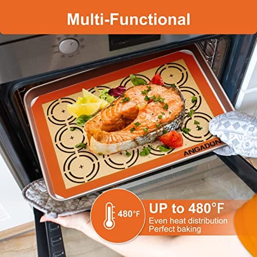 Silicone Baking Mat Sheets Set, Easy Clean &Non-Stick Food Grade Reusable Baking Mat, 2 Half Sheet Cookie Baking Mats Silicone for Oven, Make Macarons, Cookies and Pastry Mat 6