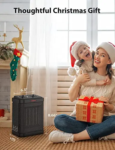 1500W Small Space Heater for Indoor Use, PTC Ceramic Space Heater with Thermostat, 3 Modes, Safety Quiet Heating, Multiple Protection, Portable Heater for Office Room Desk Use 5