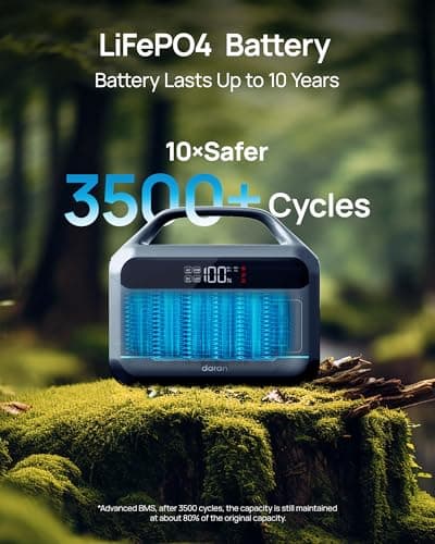 DARAN Portable Power Station 600W(1200W Surge) - 288Wh(90,000mAh) Solar Generator LiFePO4 Battery with AC DC Outlets, 8.3LB Portable Charging Station for Camping, RV, Home, Emergency (Solar Optional) 7
