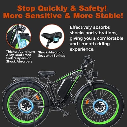 LONG SENG Electric Bike for Adults，2000W Dual Motor Ebike，Fat Tire Ebike with 48V/23Ah Removable Battery，90 Miles Electric Bicycle,26-Speed Off Road Electric Bike and Passed UL&GCC Certification 6