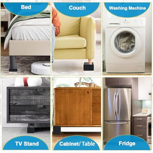 EGTTGIN Bed Risers 1 inch, 2 inch, 3 inch, 4 inch Heavy Duty, Adjustable Furniture Riser for Table Desk Couch Sofa Chair Recliner Leg Frame Dorm, Stackable Bed Raisers Blocks (Black 4 Pack, 1 inch) 6