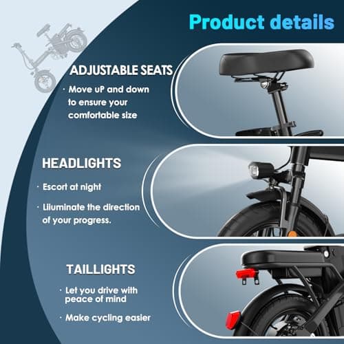 REOCRO Folding Electric Bike for Adults and Teens, 700W Peak Motor, 14" Commuter City E Bike with 30-35 Miles PAS Range, Electric Bicycle with 48V Removable Battery, Foldable Mini Ebike 7