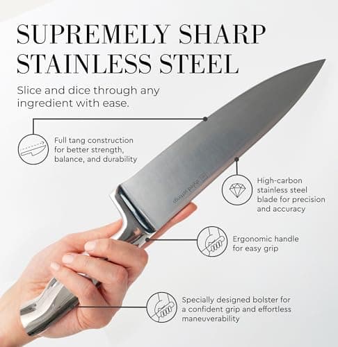 Styled Settings Stainless Steel Knife Set with Built In Sharpener - 5