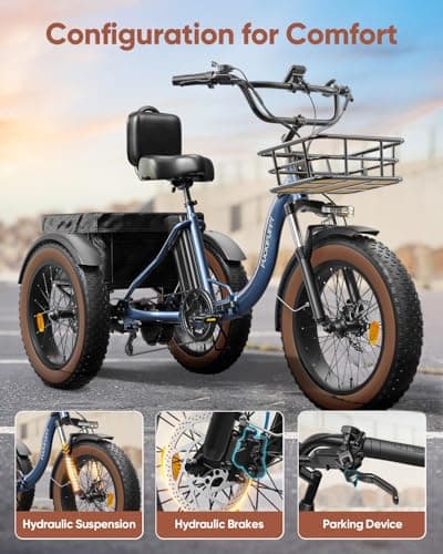 Electric Tricycle for Adults, 960W Max Rear Motor Electric Trike with 48V 648Wh Battery, 20" 6061 Aluminum Folding Ebike Frame, 55 Miles Range Cargo Tricycle with Large Basket, 20MPH 3 Wheel Alaskan A 5