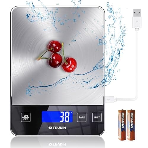 NASA-Grade 33lb Digital Kitchen Scale, Precisely Measures Grams and Ounces for Baking and Cooking,with Waterproof Tempered Glass & Stainless Steel Platform - Food Scale