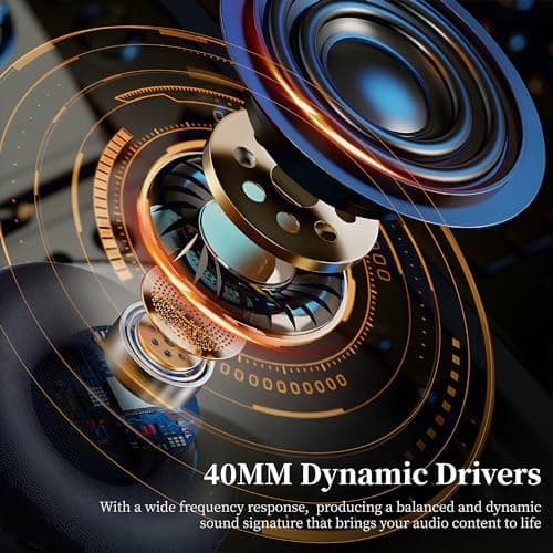 Falebare Noise Cancelling Headphones, Bluetooth Headphone Over The Ear Headset Wireless Bluetooth with Mic, 80H Playtime, Deep Bass, Comfort Fit, Portable Lightweight Headphones for Travel, Home 6