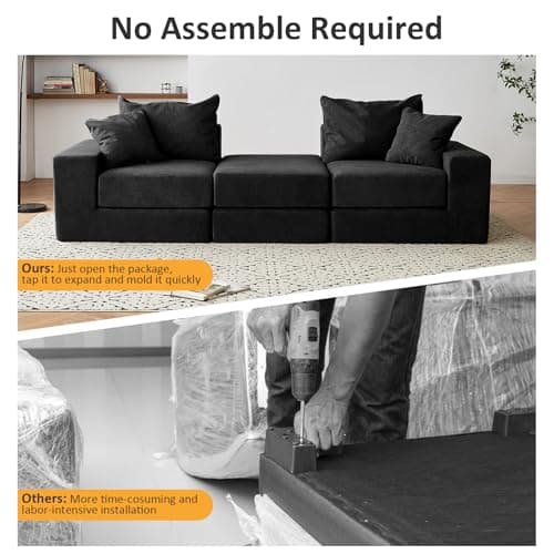 CozyMine Modular Sectional Loveseat Sofa - Cloud Boneless Couch with Non Slip Base, Modern Sleeper Sofa for Customizable Living Spaces, Cozy Modular Couch for Indoor Room, No Assembly Required, Black 8