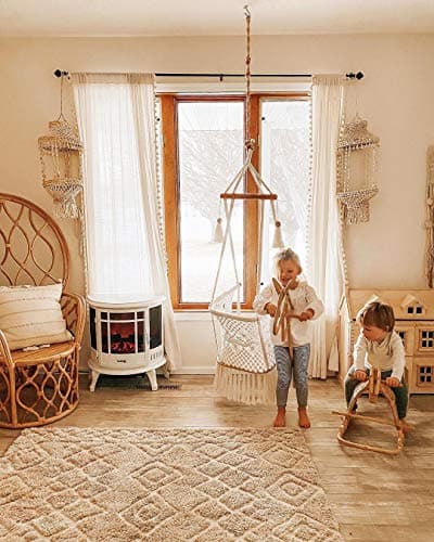 e-Flame USA Regal Freestanding Electric Fireplace Stove - 3-D Log and Fire Effect (White) 6